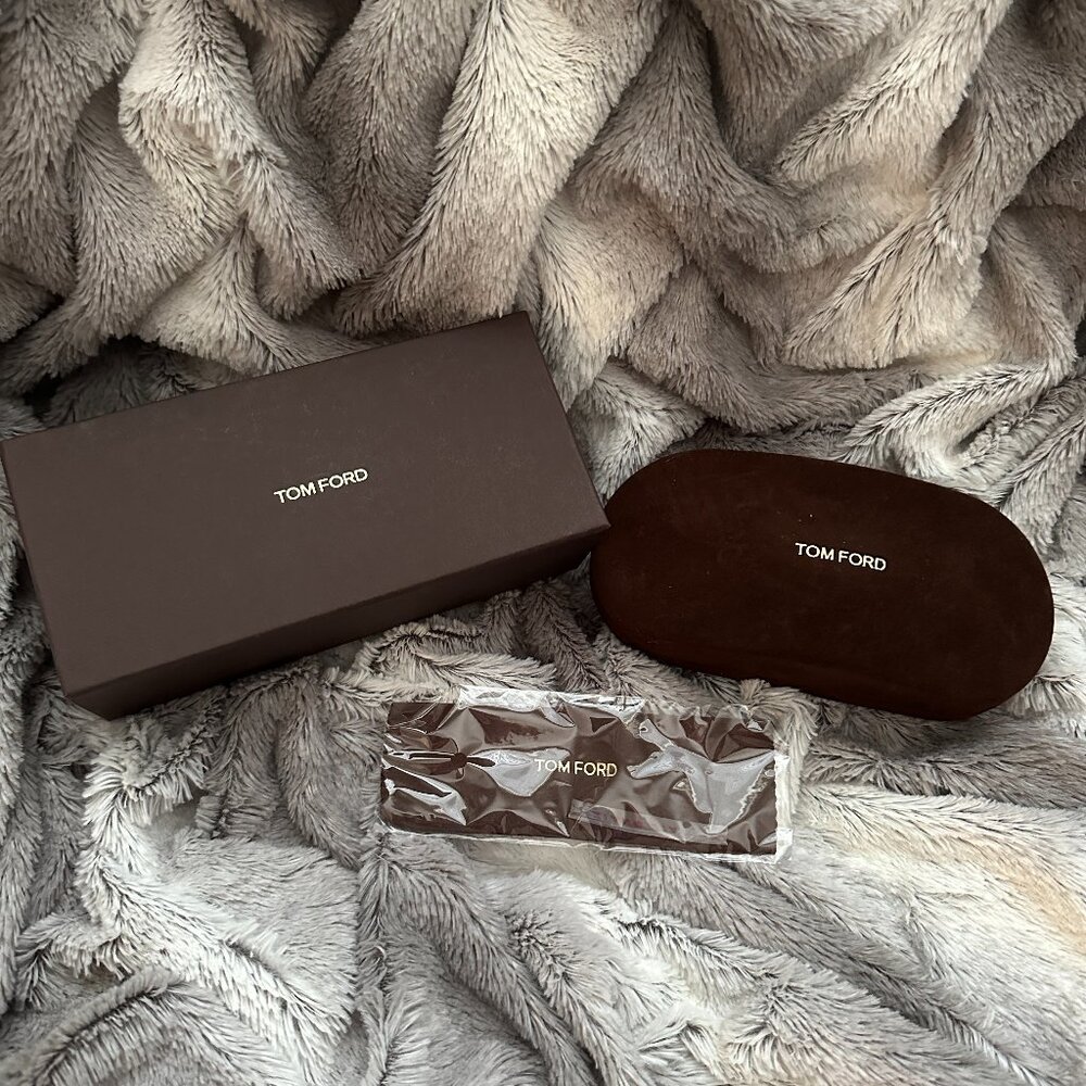 TOM FORD Brown Suede Microfiber Clamshell Sunglass Case